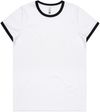 Am image of a Custom AS Colour Womens Maple Ringer Tee in White/Black!