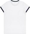 Am image of a Custom AS Colour Womens Maple Ringer Tee in White/Navy!