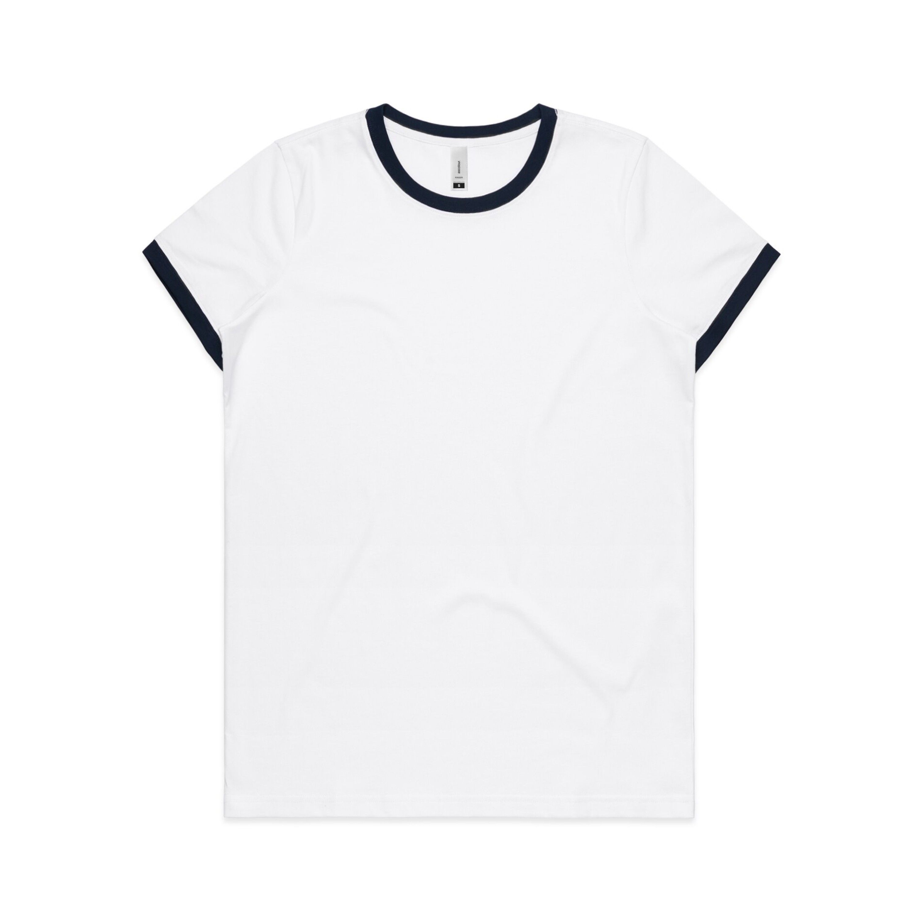 AS Colour Womens Maple Ringer Tee in White/Navy