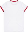 Am image of a Custom AS Colour Womens Maple Ringer Tee in White/Red!