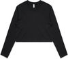 Am image of a Custom AS Colour Women's Crop Long Sleeve Tee in Black!