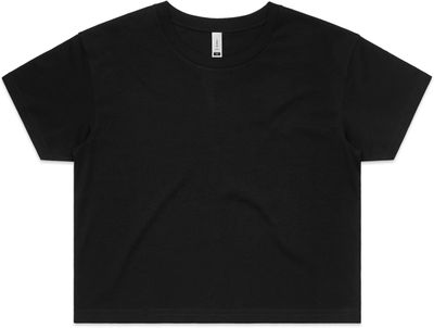 Am image of a Custom AS Colour Women's Crop Tee in Black!