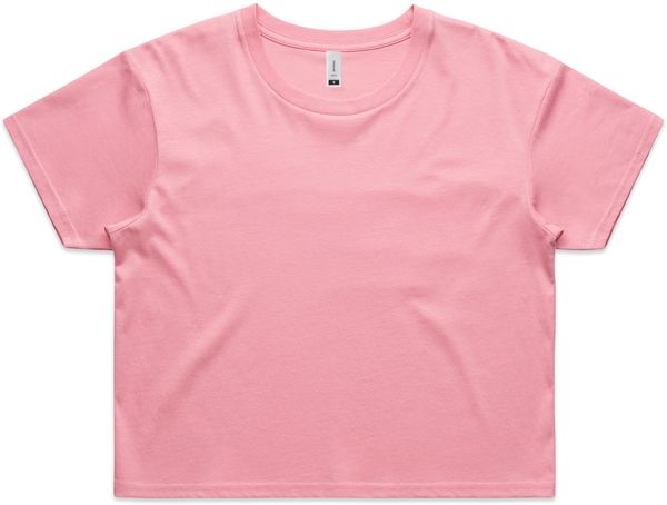 An image of a Custom AS Colour Women's Crop Tee in Bubblegum!