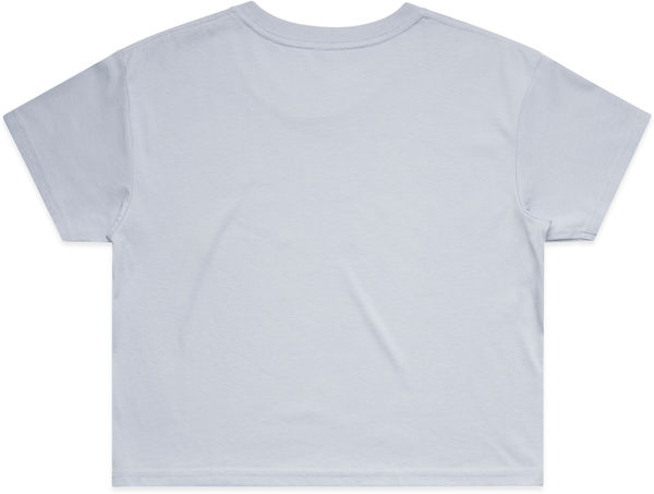 Am image of a Custom AS Colour Women's Crop Tee in Powder!