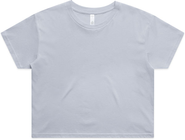 Am image of a Custom AS Colour Women's Crop Tee in Powder!