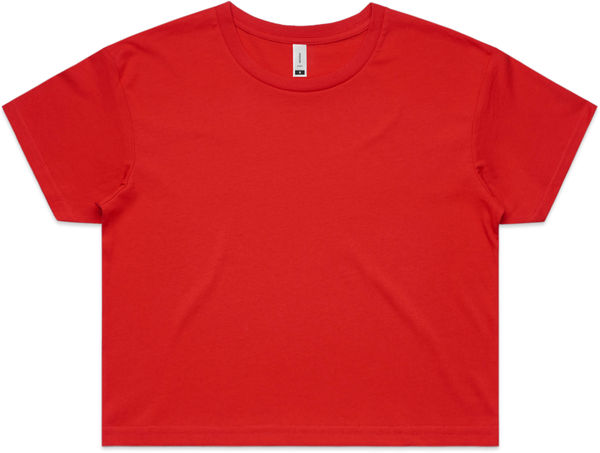 Am image of a Custom AS Colour Women's Crop Tee in Red!