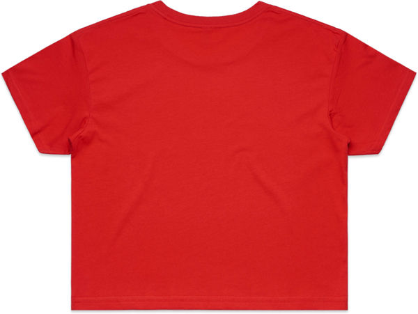 Am image of a Custom AS Colour Women's Crop Tee in Red!
