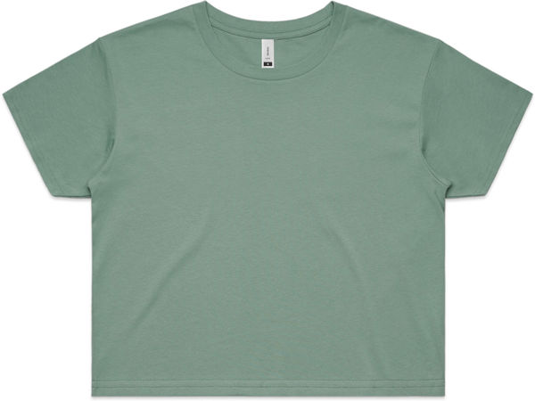 Am image of a Custom AS Colour Women's Crop Tee in Sage!