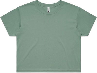 Am image of a Custom AS Colour Women's Crop Tee in Sage!