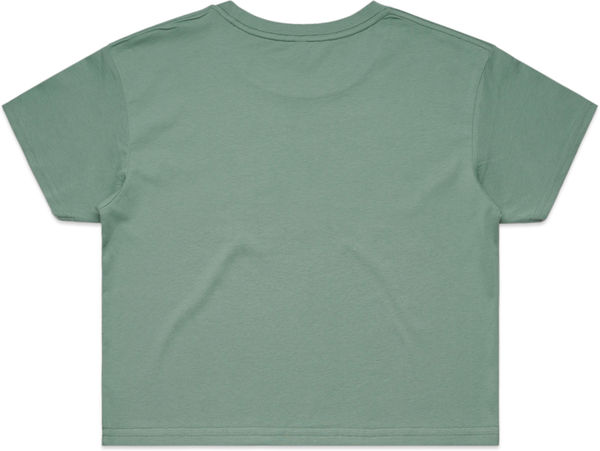 Am image of a Custom AS Colour Women's Crop Tee in Sage!