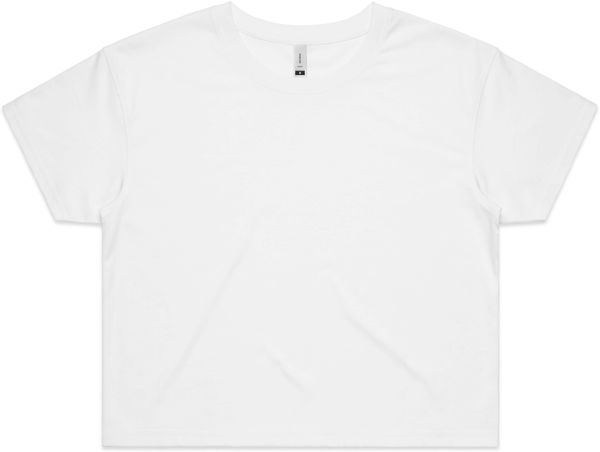 Am image of a Custom AS Colour Women's Crop Tee in White!