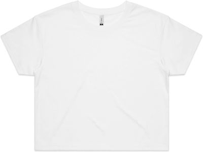 Am image of a Custom AS Colour Women's Crop Tee in White!