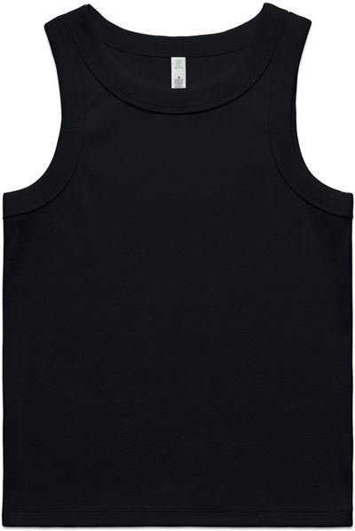 Am image of a Custom AS Colour Womens Organic Rib Tank in Black!