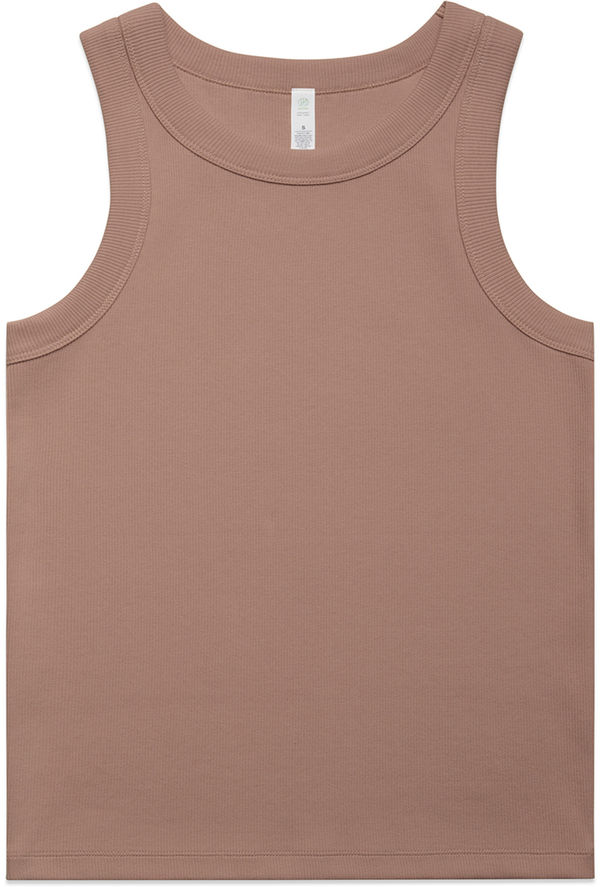 Am image of a Custom AS Colour Womens Organic Rib Tank in Hazy Pink!