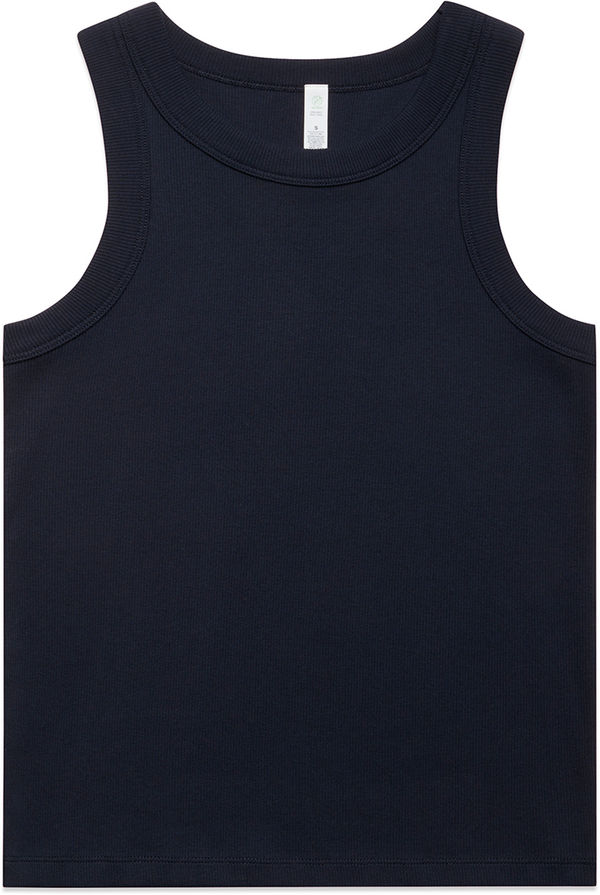 An image of a Custom AS Colour Womens Organic Rib Tank in Navy!