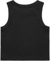 Am image of a Custom AS Colour Womens Organic Rib Crop Tank in Black!