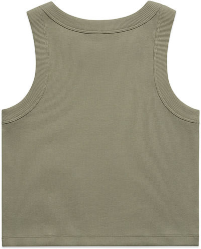 Am image of a Custom AS Colour Womens Organic Rib Crop Tank in Eucalyptus!