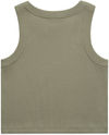 Am image of a Custom AS Colour Womens Organic Rib Crop Tank in Eucalyptus!