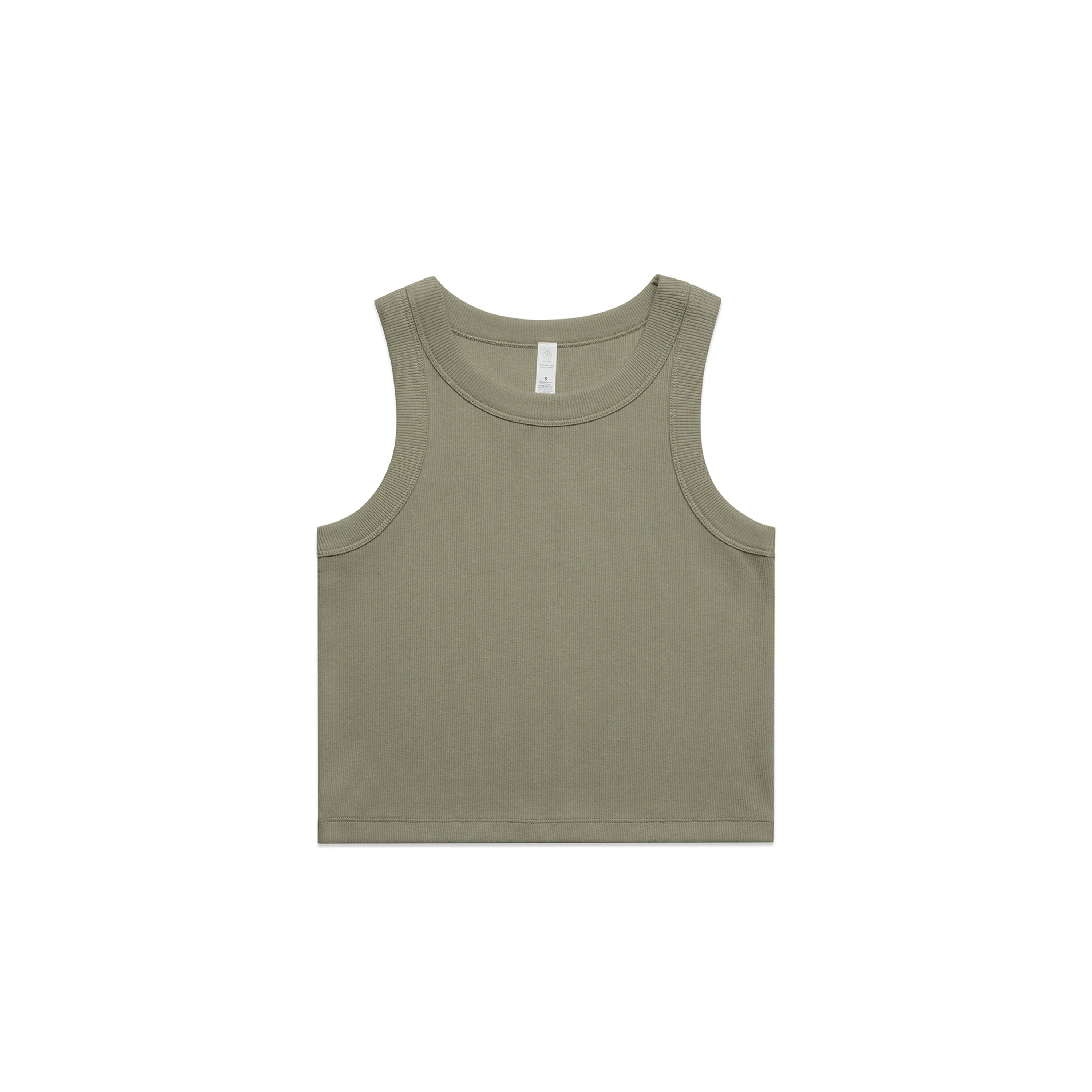 AS Colour Womens Organic Rib Crop Tank in Eucalyptus