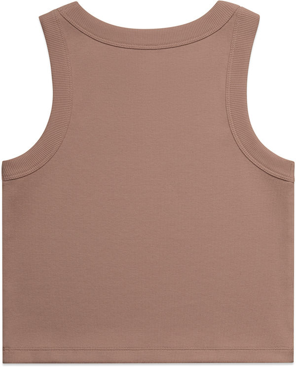 Am image of a Custom AS Colour Womens Organic Rib Crop Tank in Hazy Pink!