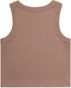 Am image of a Custom AS Colour Womens Organic Rib Crop Tank in Hazy Pink!