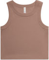 Am image of a Custom AS Colour Womens Organic Rib Crop Tank in Hazy Pink!