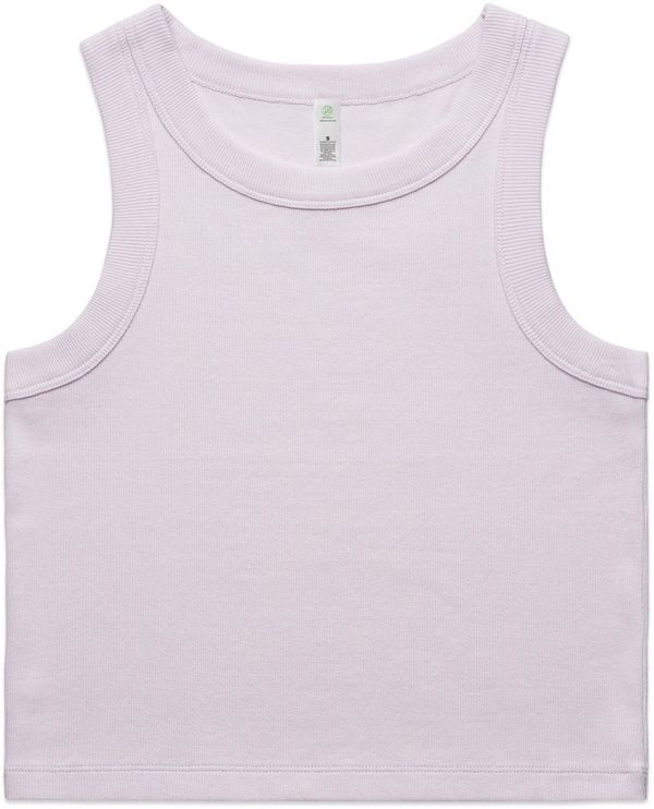 An image of a Custom AS Colour Womens Organic Rib Crop Tank in Orchid!