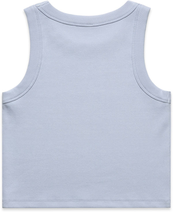 Am image of a Custom AS Colour Womens Organic Rib Crop Tank in Powder!