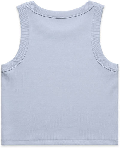 Am image of a Custom AS Colour Womens Organic Rib Crop Tank in Powder!