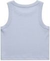 Am image of a Custom AS Colour Womens Organic Rib Crop Tank in Powder!