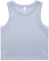 Am image of a Custom AS Colour Womens Organic Rib Crop Tank in Powder!