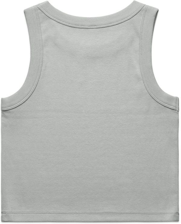 Am image of a Custom AS Colour Womens Organic Rib Crop Tank in Storm!