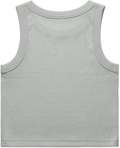 Am image of a Custom AS Colour Womens Organic Rib Crop Tank in Storm!