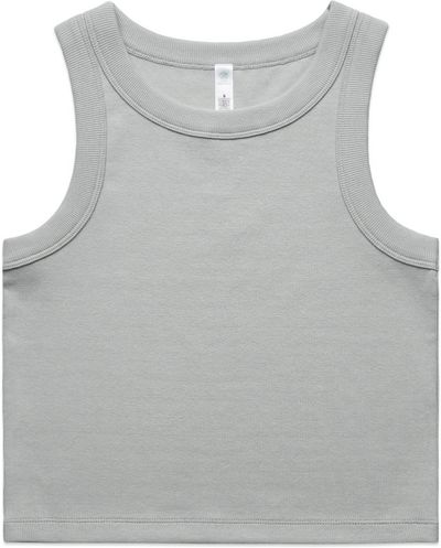 Am image of a Custom AS Colour Womens Organic Rib Crop Tank in Storm!