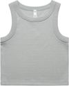 Am image of a Custom AS Colour Womens Organic Rib Crop Tank in Storm!
