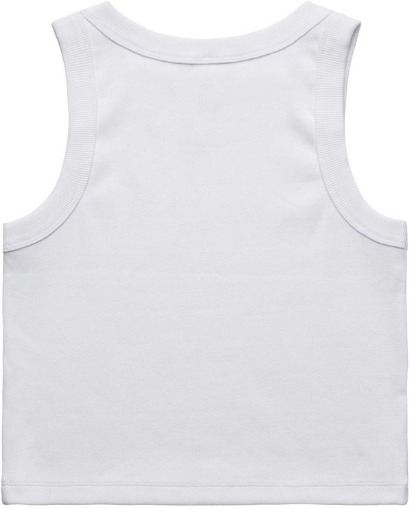 Am image of a Custom AS Colour Womens Organic Rib Crop Tank in White!