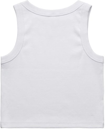 Am image of a Custom AS Colour Womens Organic Rib Crop Tank in White!