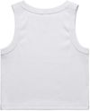 Am image of a Custom AS Colour Womens Organic Rib Crop Tank in White!