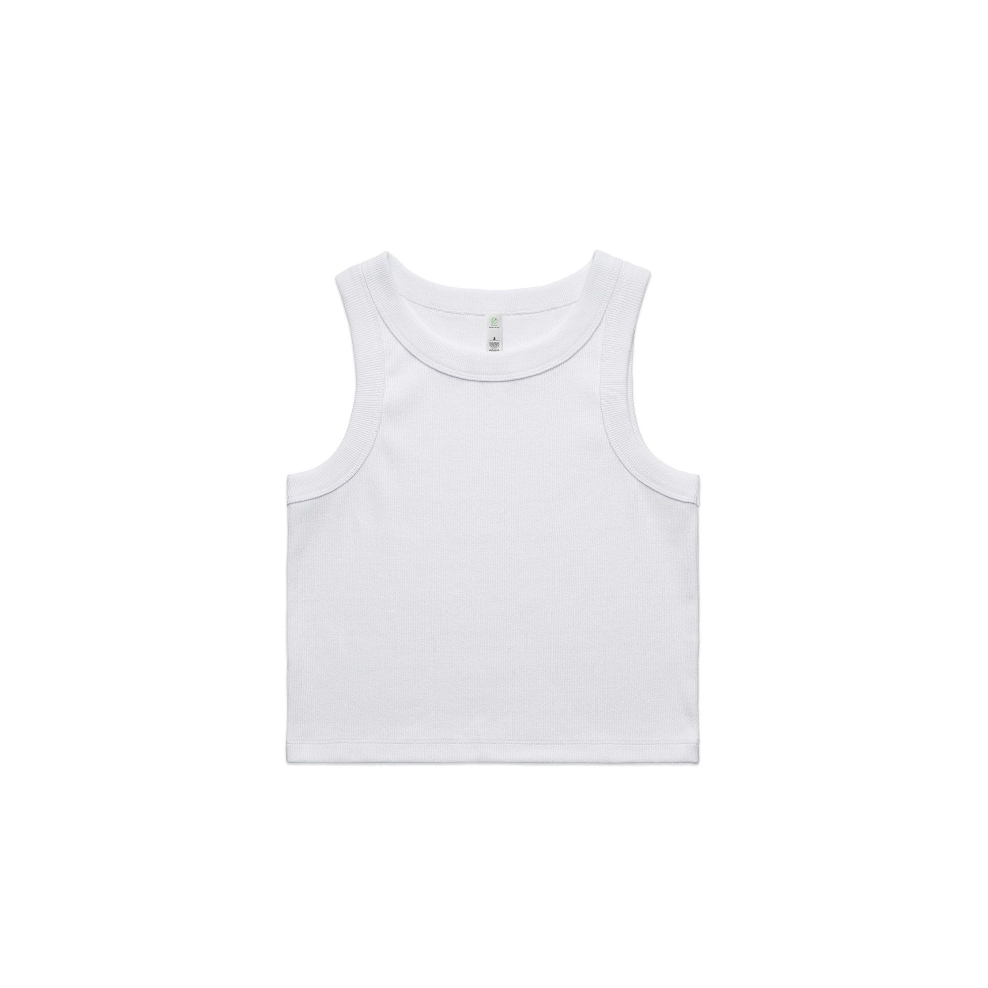 AS Colour Womens Organic Rib Crop Tank in White