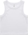 Am image of a Custom AS Colour Womens Organic Rib Crop Tank in White!