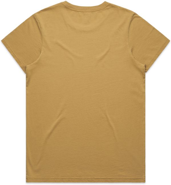 Am image of a Custom AS Colour Women's Faded Tee in Faded Mustard!