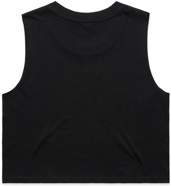 Am image of a Custom AS Colour Womens Crop Tank Top in Black!