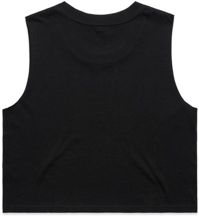 Am image of a Custom AS Colour Womens Crop Tank Top in Black!