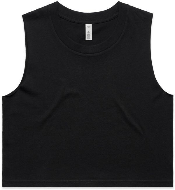 Am image of a Custom AS Colour Womens Crop Tank Top in Black!