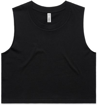 Am image of a Custom AS Colour Womens Crop Tank Top in Black!