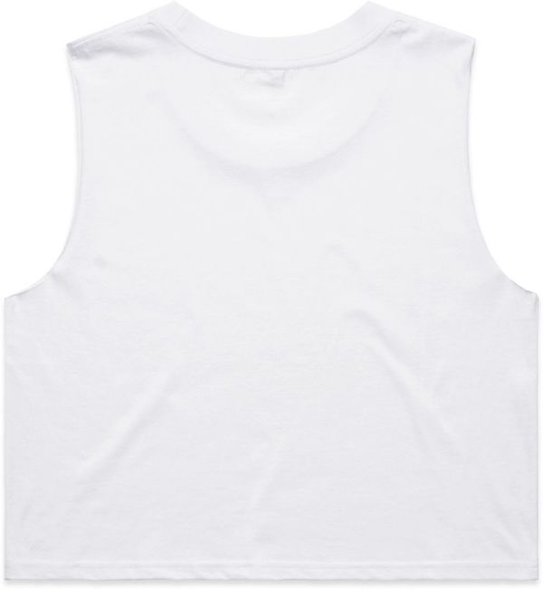 Am image of a Custom AS Colour Womens Crop Tank Top in White!