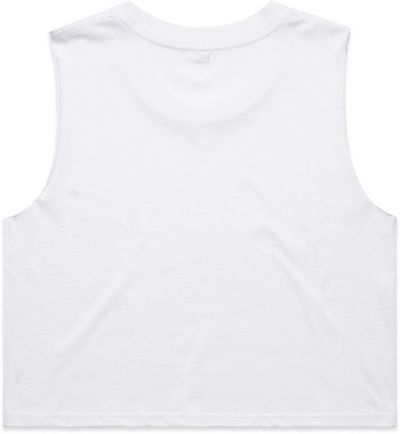 Am image of a Custom AS Colour Womens Crop Tank Top in White!