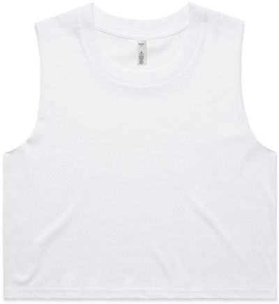 Am image of a Custom AS Colour Womens Crop Tank Top in White!