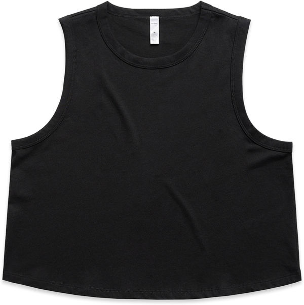 Am image of a Custom AS Colour Womens Martina Crop Tank in Black!