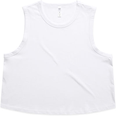 Am image of a Custom AS Colour Womens Martina Crop Tank in White!